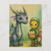 Baby Dragon and Elf With Eggs Briefkaart (Voorkant)