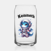 Baby Dragon-astronaut in het besneeuwde land Blikvorm Glas (Achterkant)