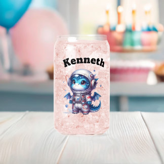Baby Dragon-astronaut in het besneeuwde land Blikvorm Glas