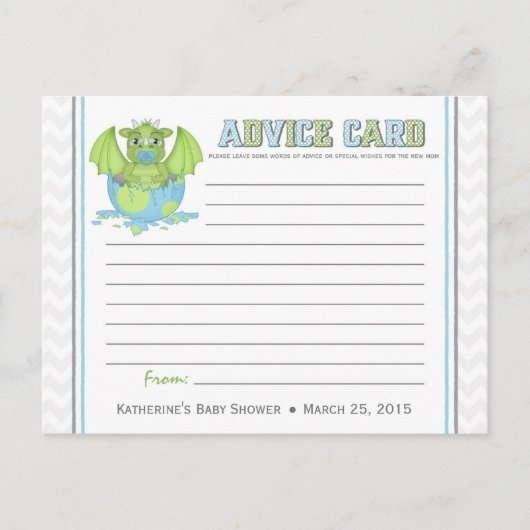 Baby Dragon Baby shower Advice Kaart (Voorkant)