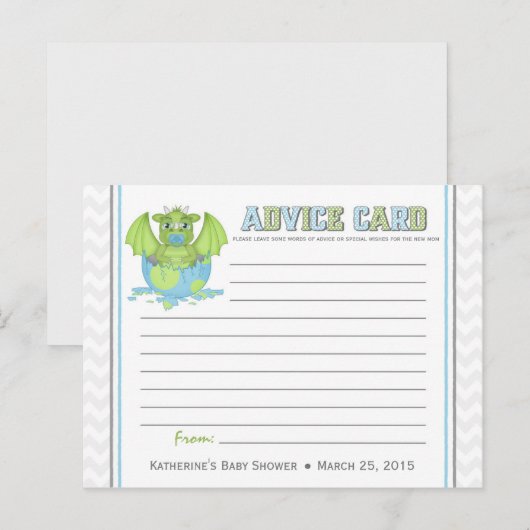 Baby Dragon Baby shower Advice Kaart (Voorkant / Achterkant)