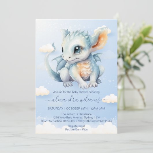 Baby Dragon Baby shower Kaart (Staand voorkant)