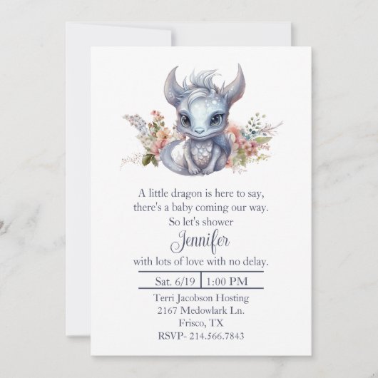 Baby Dragon Baby shower Uitnodiging (Voorkant)