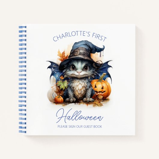 Baby Dragon Baby's eerste Halloween gastenboek Notitieboek (Voorkant)