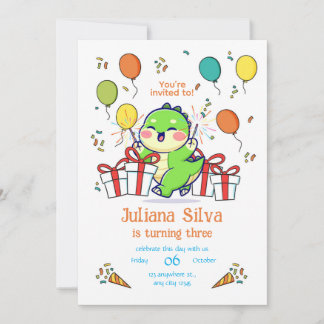 Baby Dragon Birthday invitation template  Kaart