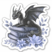 Baby Dragon Book Sticker, Schattigee Vinyl Sticker (Voorkant)