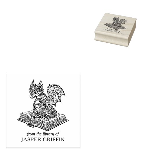  Baby Dragon Bookplate Rubberstempel (Gestempeld)