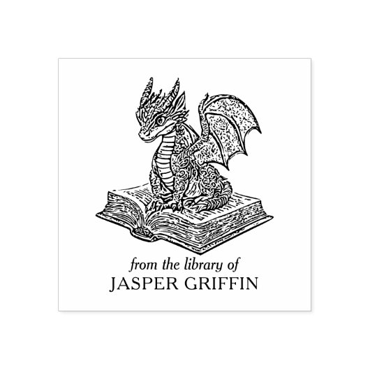 Baby Dragon Bookplate Rubberstempel (Afrduk)