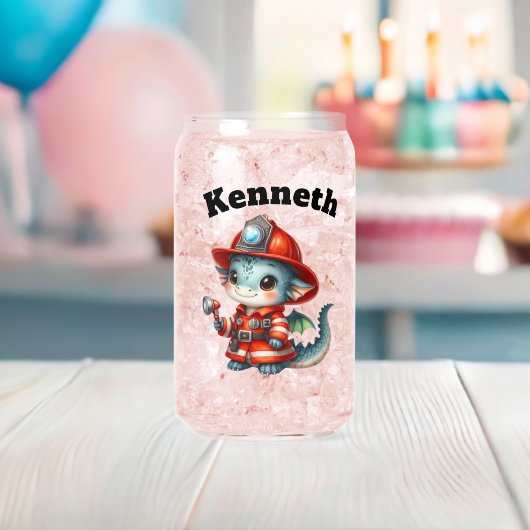 Baby Dragon brandweerman klaar om te redden! Blikvorm Glas (Insitu (Baby Shower))