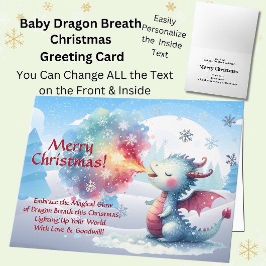 Baby Dragon Breath Vrolijk Kerstfeest Kaart