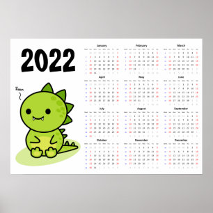 Baby dragon Calendar 2022 Poster - Zondag begin