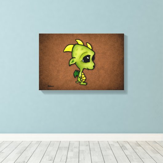 Baby Dragon Canvas Afdruk (Insitu (Houten vloer))
