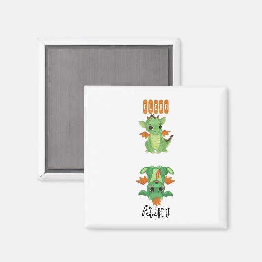 Baby Dragon Clean Dirty Dishwasher magnet (Voorkant / Achterkant)