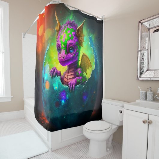 Baby Dragon Douchegordijn (In situ)