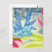 Baby Dragon Fairy blue bliksembloem storm lichter Briefkaart (Voorkant / Achterkant)