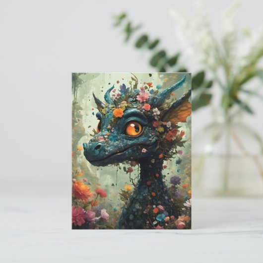 Baby Dragon Fantasy Briefkaart (Staand voorkant)