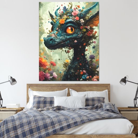 Baby Dragon Fantasy Canvas Afdruk (Insitu (Slaapkamer))