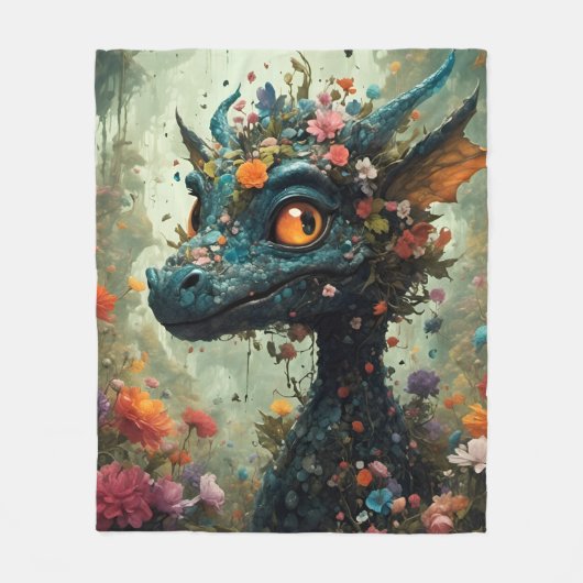 Baby Dragon Fantasy Fleece Deken (Voorkant)