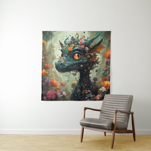 Baby Dragon Fantasy Wandkleed (In situ)