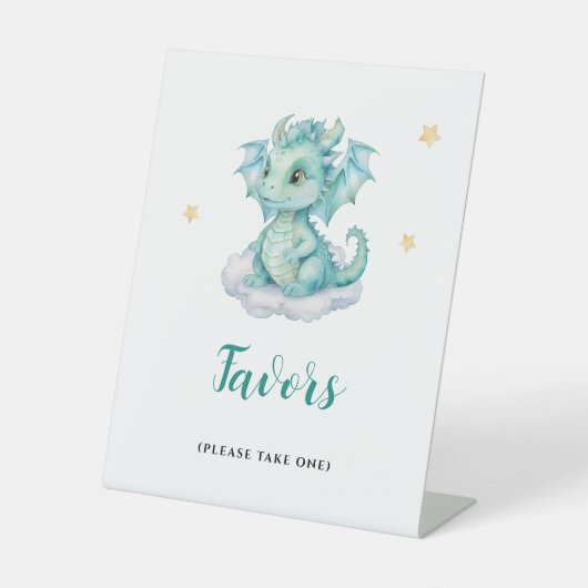 Baby Dragon Favors Reclamebord Met Voetstuk (Voorkant)