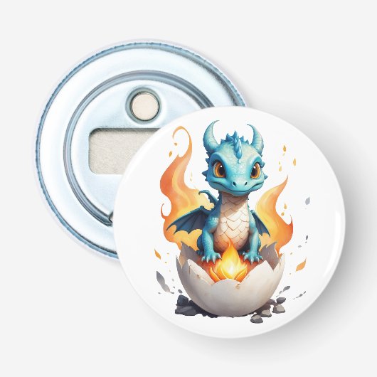 Baby Dragon Fire Egg Fantasy Button Flesopener (Voorkant)
