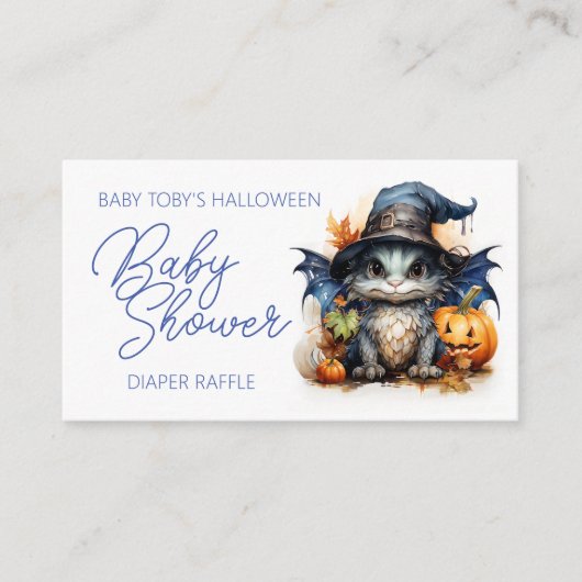 Baby Dragon Halloween Baby shower Luier Raffle Informatiekaartje (Voorkant)