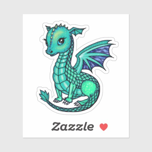 Baby Dragon Illustratie Sparkly Dragons Sticker (Vel)