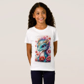Baby Dragon in blauw en roze T-shirt (Voorkant volledig)