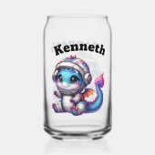 Baby Dragon in Helm onderzoekt de ruimte Blikvorm Glas (Voorkant)