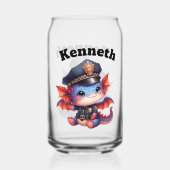 Baby Dragon lacht in kostuum! Blikvorm Glas (Achterkant)