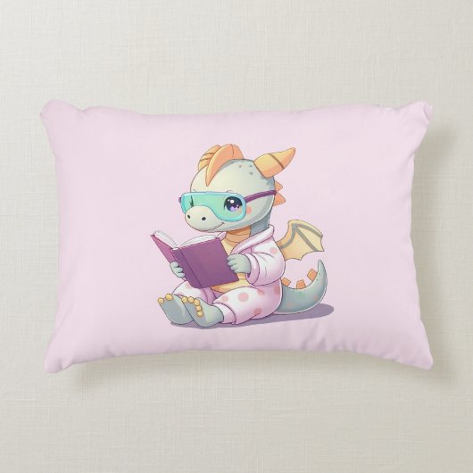 Baby Dragon leest een boek Accent Kussen (Voorkant)