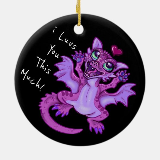 Baby Dragon Love Keramisch Ornament (Achterkant)