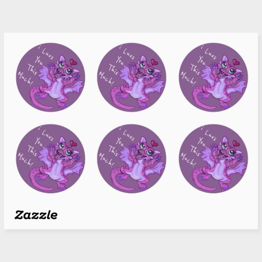 Baby Dragon Love Ronde Sticker (Vel)