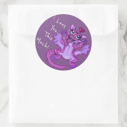Baby Dragon Love Ronde Sticker (Tas)
