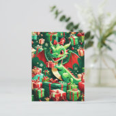 Baby Dragon met alle kerstcadeaus ai Feestdagenkaart (Staand voorkant)