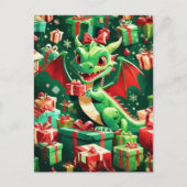 Baby Dragon met alle kerstcadeaus ai Feestdagenkaart (Voorkant)