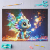 Baby Dragon met gloeiende vleugels & Orbs Decoupag Tissuepapier (Craft)