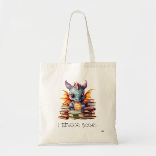 *~* Baby Dragon met LEZEN verslindende BOEKEN AP88 Tote Bag (Voorkant)