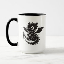 Baby Dragon Minimalistische Zwarte Illustratie Mok