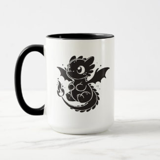 Baby Dragon Minimalistische Zwarte Illustratie Mok