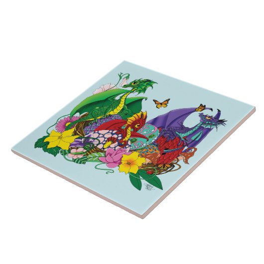 Baby Dragon Nest Fantasy Tegeltje (Zijkant)