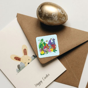 Baby Dragon Nest Fantasy Vierkante Sticker