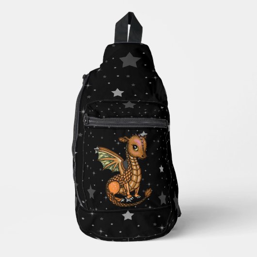 Baby Dragon op sterrenachtergrond Sling Bag (Voorkant)