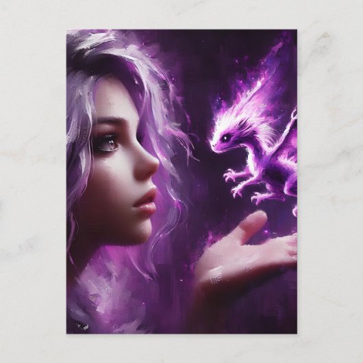 Baby Dragon Paarse Briefkaart (Voorkant)