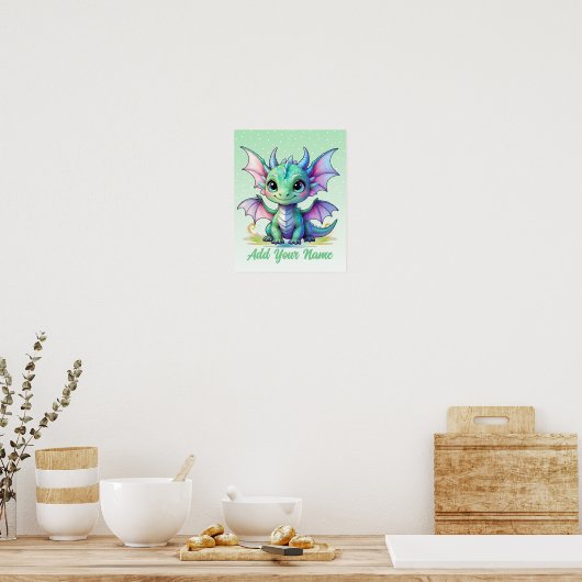 Baby Dragon – Personalized Nursery Art Poster (Keuken)