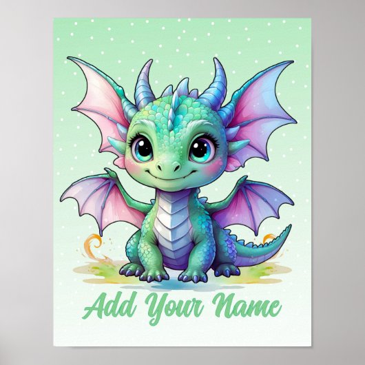 Baby Dragon – Personalized Nursery Art Poster (Voorkant)