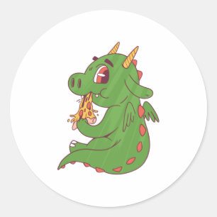 Baby Dragon Pizza Ronde Sticker
