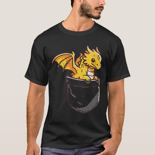 Baby Dragon Pocket Cute Fantasy Mythical Men Women T-shirt (Voorkant)