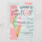 Baby Dragon Ready to Pop Ice Cream Baby shower Kaart (Voorkant / Achterkant)