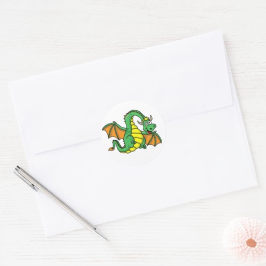 Baby Dragon Ronde Sticker (Envelop)